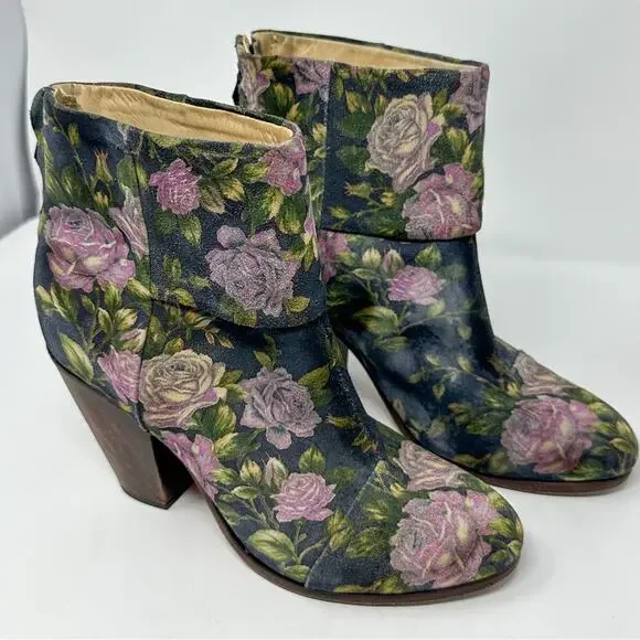 Rag & Bone Floral Newburyport Suede Ankle Boots, GUC, Size 7.5, MSRP $545 - Picture 6 of 12